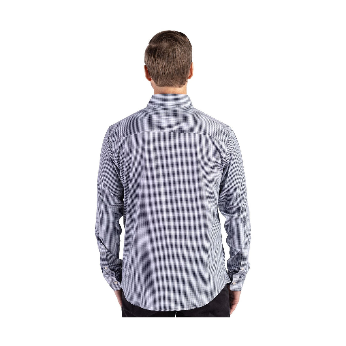 Cutter & Buck Men's Skyline Recycled Gingham Long Sleeve Button Down Dress Shirt-5