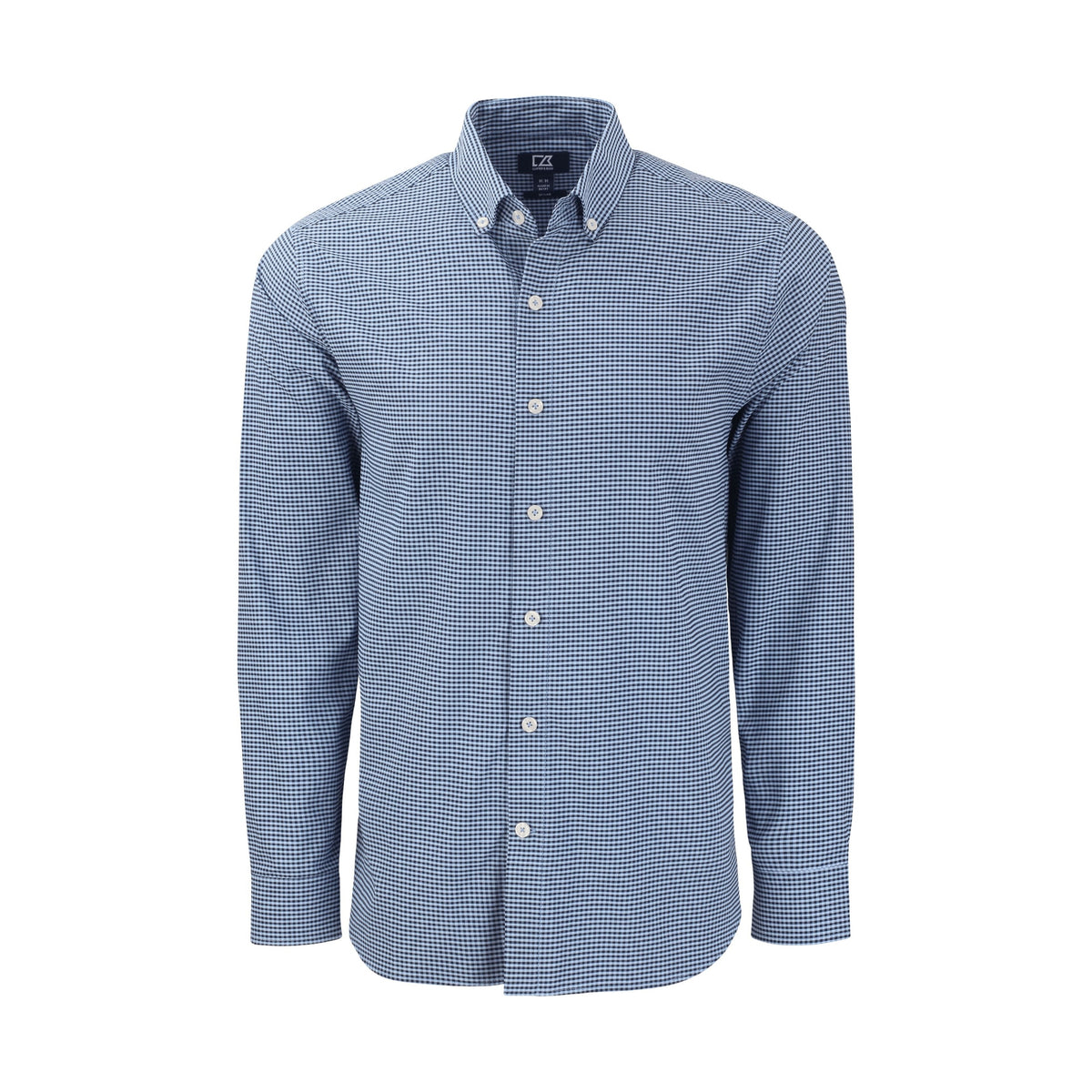 Cutter & Buck Men's Skyline Recycled Gingham Long Sleeve Button Down Dress Shirt-1