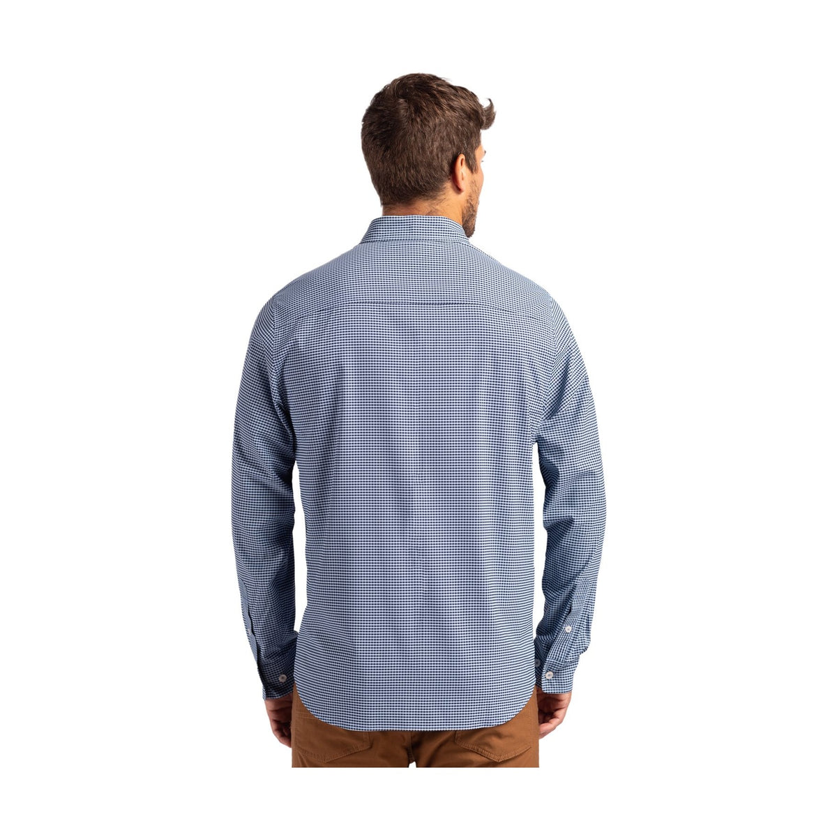 Cutter & Buck Men's Skyline Recycled Gingham Long Sleeve Button Down Dress Shirt-6
