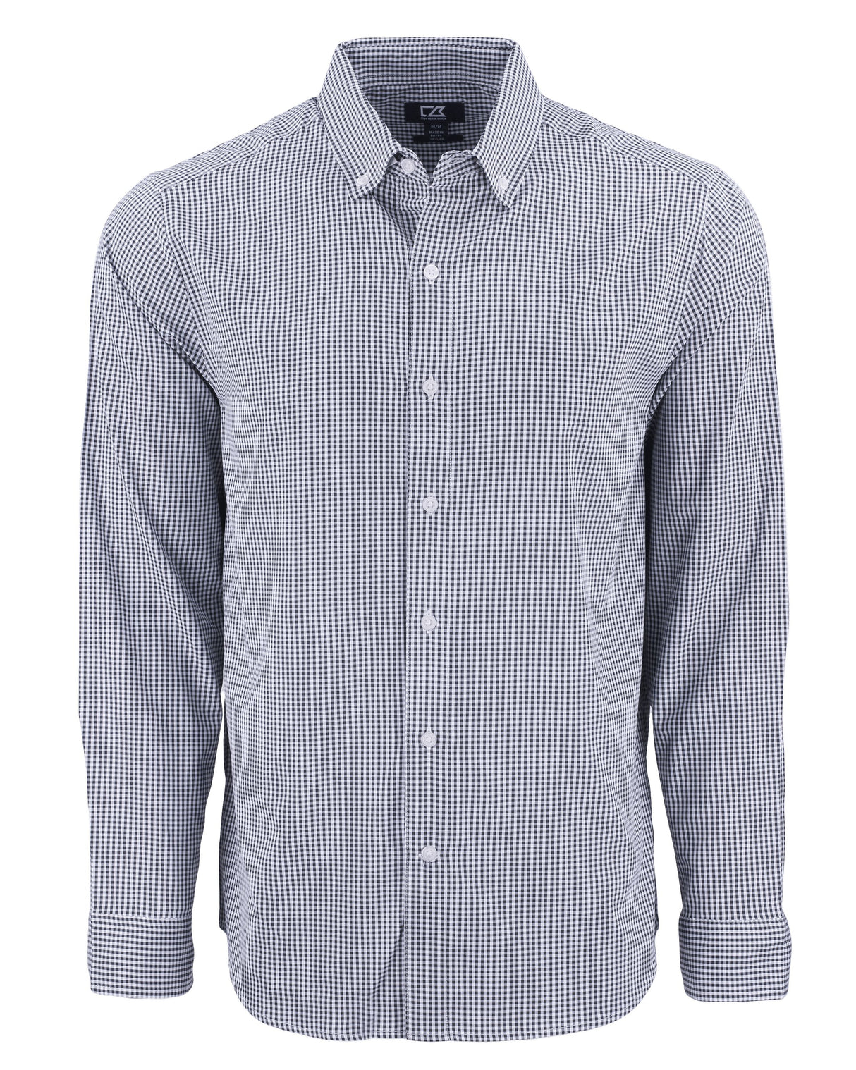 Cutter & Buck Men's Skyline Recycled Gingham Long Sleeve Button Down Dress Shirt-1