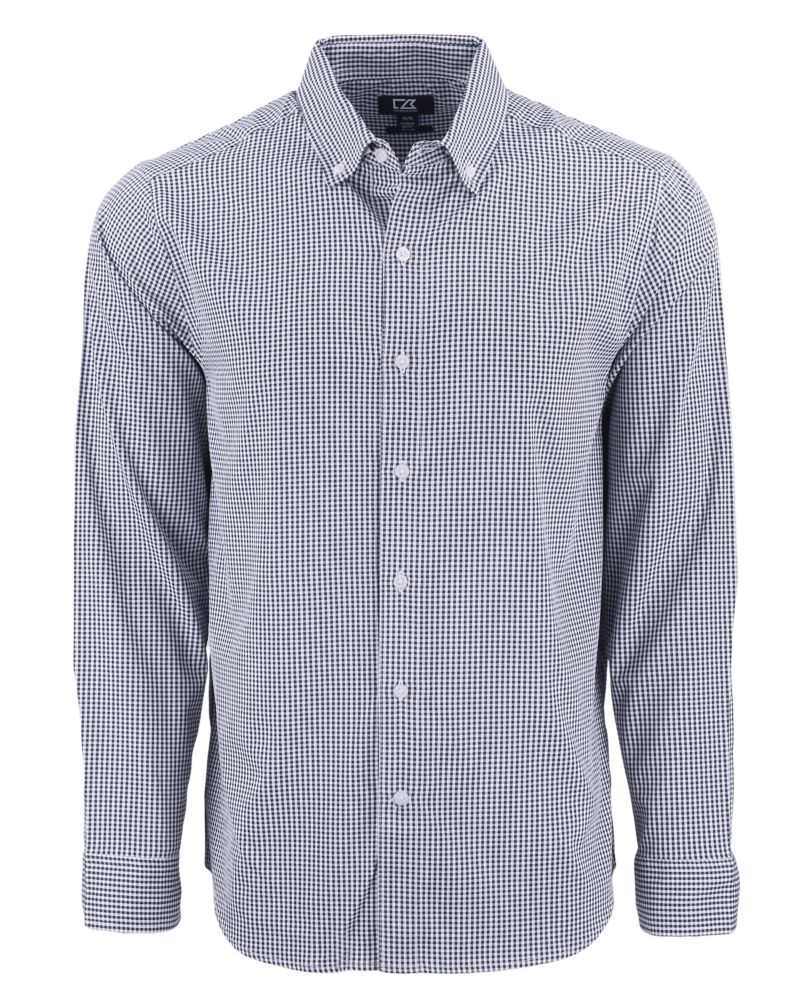 Cutter & Buck Men's Skyline Recycled Gingham Long Sleeve Button Down Dress Shirt-2