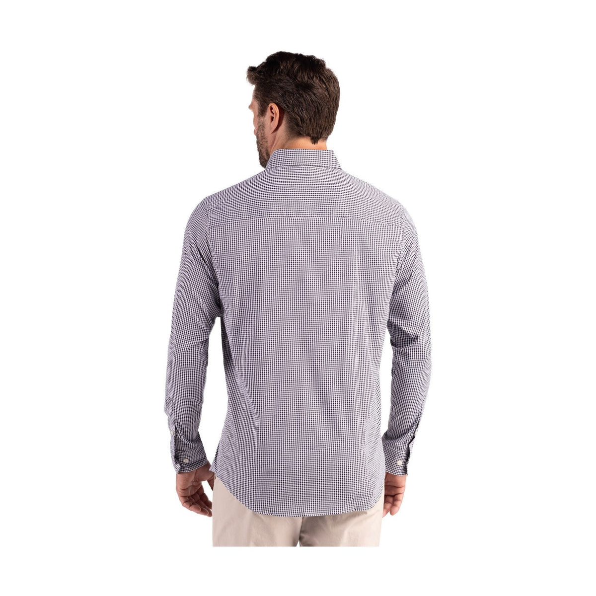Cutter & Buck Men's Skyline Recycled Gingham Long Sleeve Button Down Dress Shirt-5
