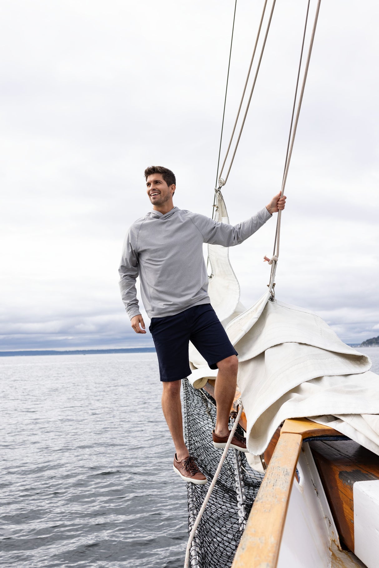 Cutter & Buck Men's Adapt Recycled Soft Knit Stretch Heathered Hooded Pullover-11