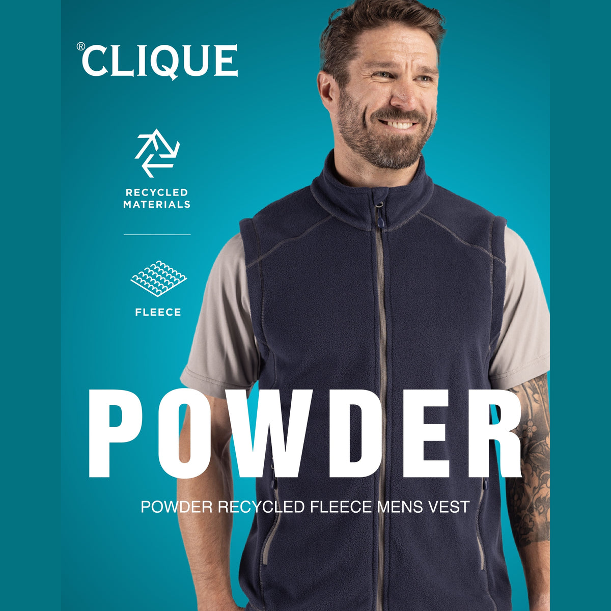 Clique Men's Powder Recycled Fleece Full Zip Vest-5