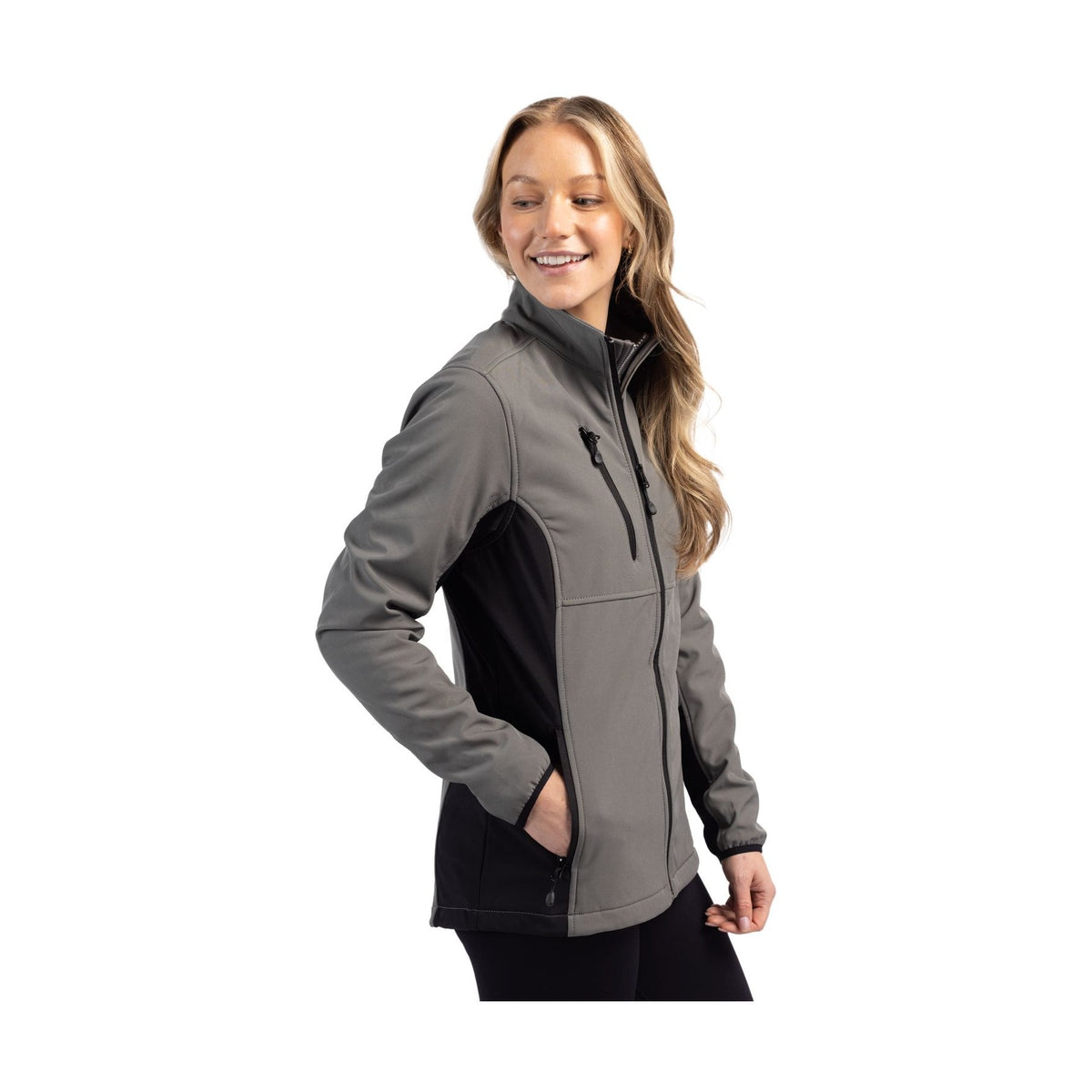 Clique Women's Narvik Recycled Colorblock Stretch Softshell Full Zip Jacket-9