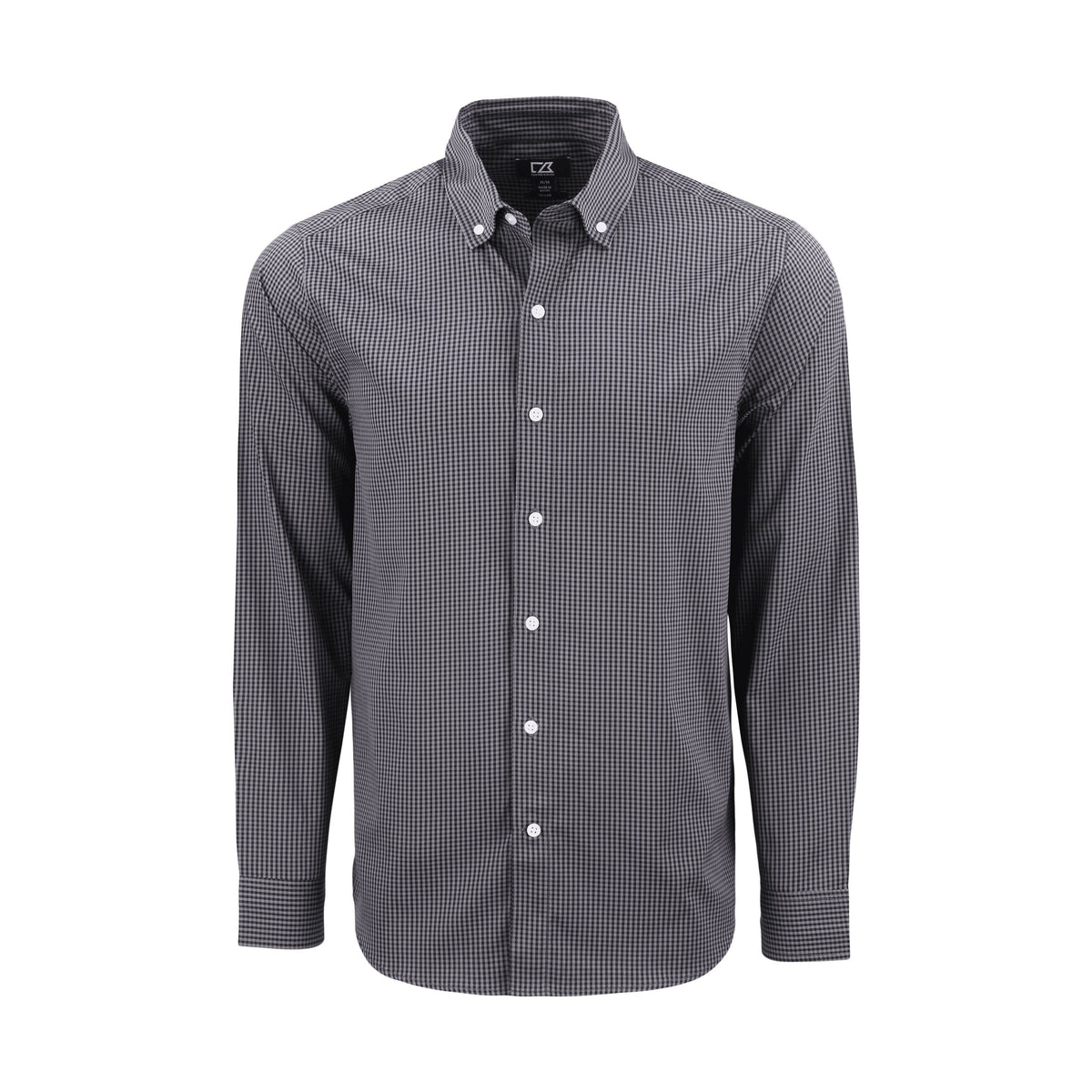 Cutter & Buck Men's Skyline Recycled Gingham Long Sleeve Button Down Dress Shirt-1