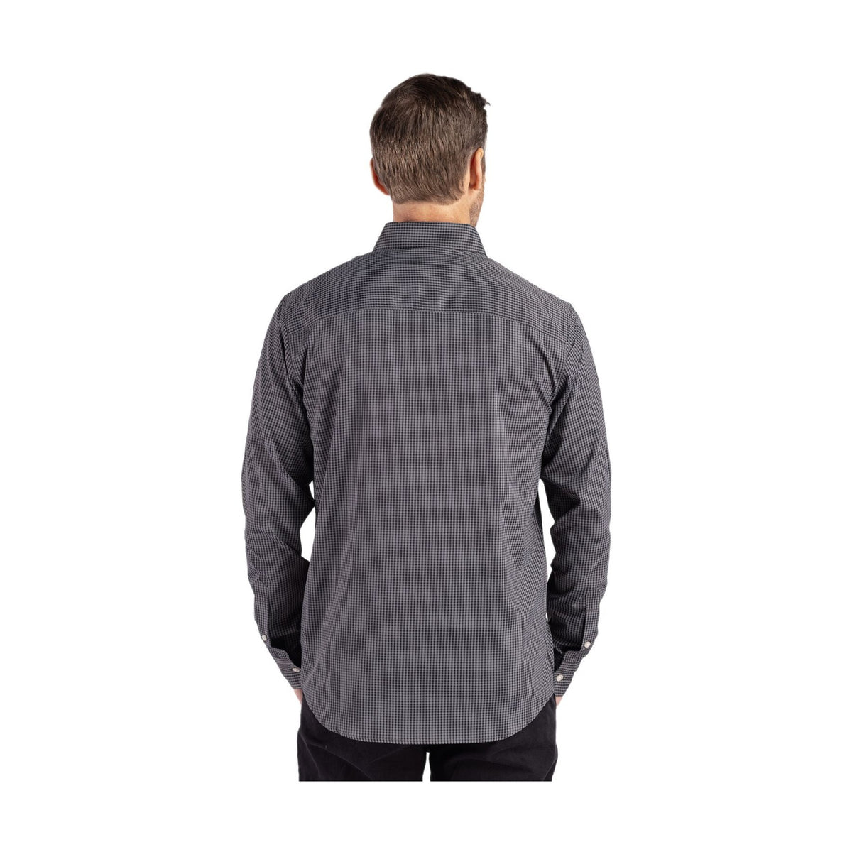 Cutter & Buck Men's Skyline Recycled Gingham Long Sleeve Button Down Dress Shirt-5