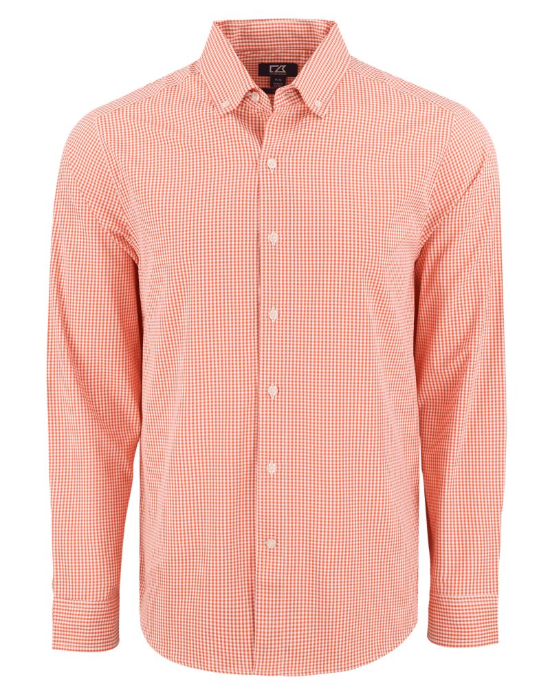 Cutter & Buck Men's Skyline Recycled Gingham Long Sleeve Button Down Dress Shirt-3
