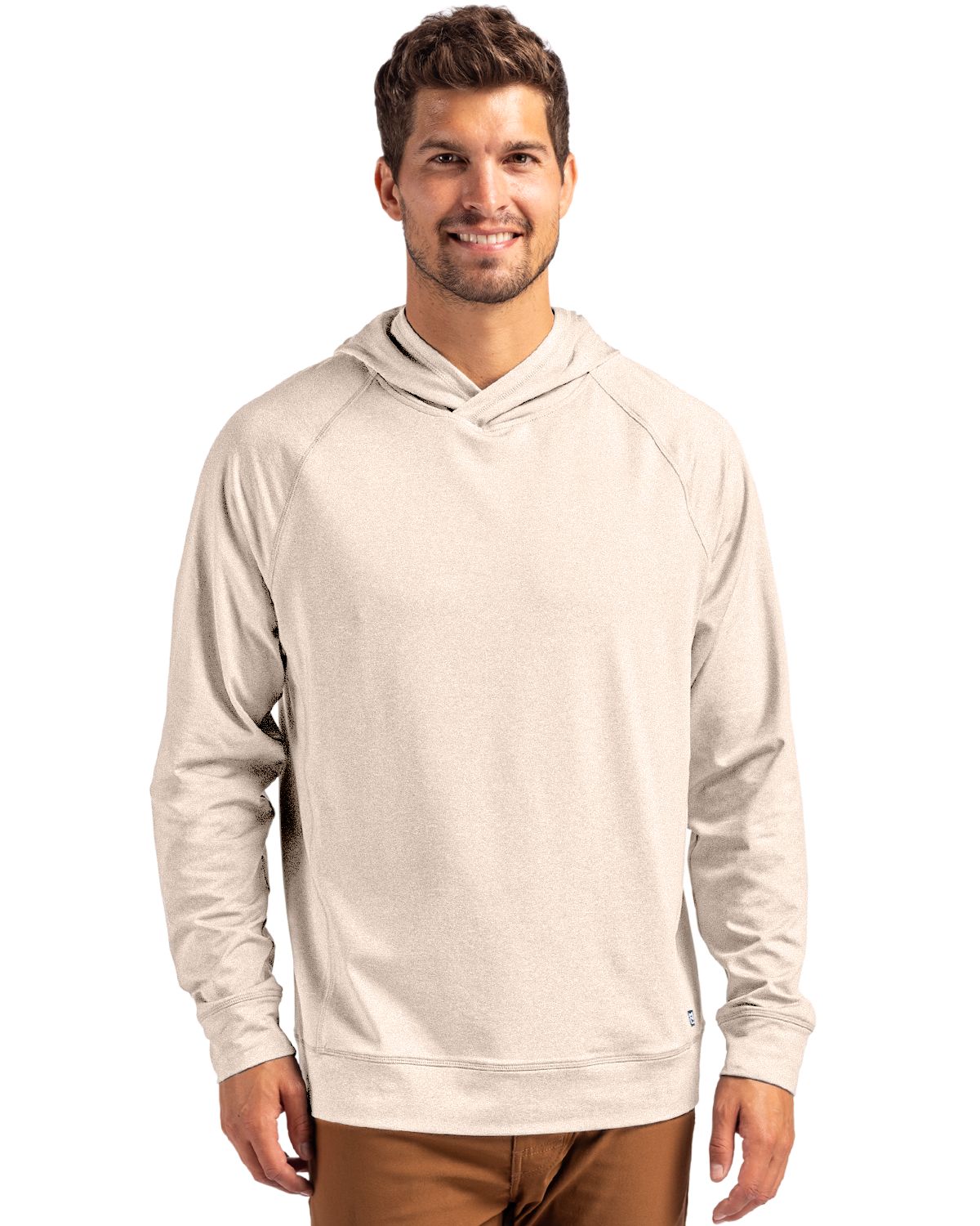 Cutter & Buck Men's Adapt Recycled Soft Knit Stretch Heathered Hooded Pullover-1