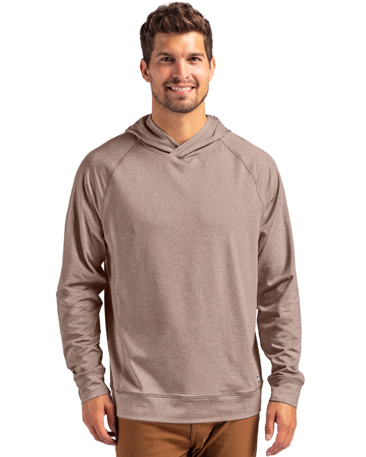 Cutter & Buck Men's Adapt Recycled Soft Knit Stretch Heathered Hooded Pullover-1