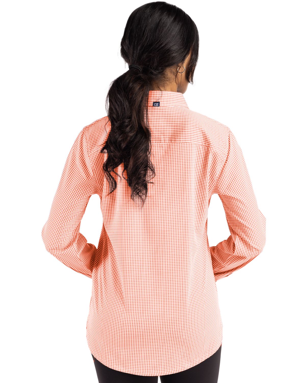 Cutter & Buck Women's Skyline Recycled Gingham Long Sleeve Spread Collar Dress Shirt-2
