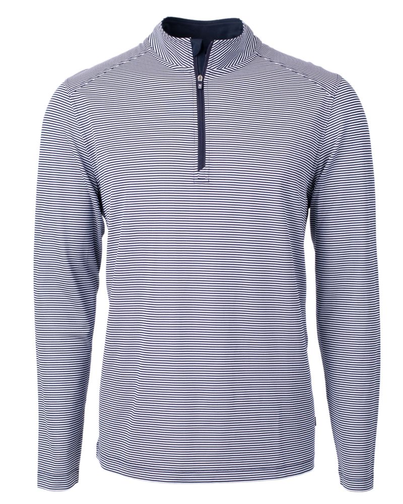 Cutter & Buck Men's Virtue Recycled Micro Stripe Featherlight Pique Quarter Zip Pullover-2