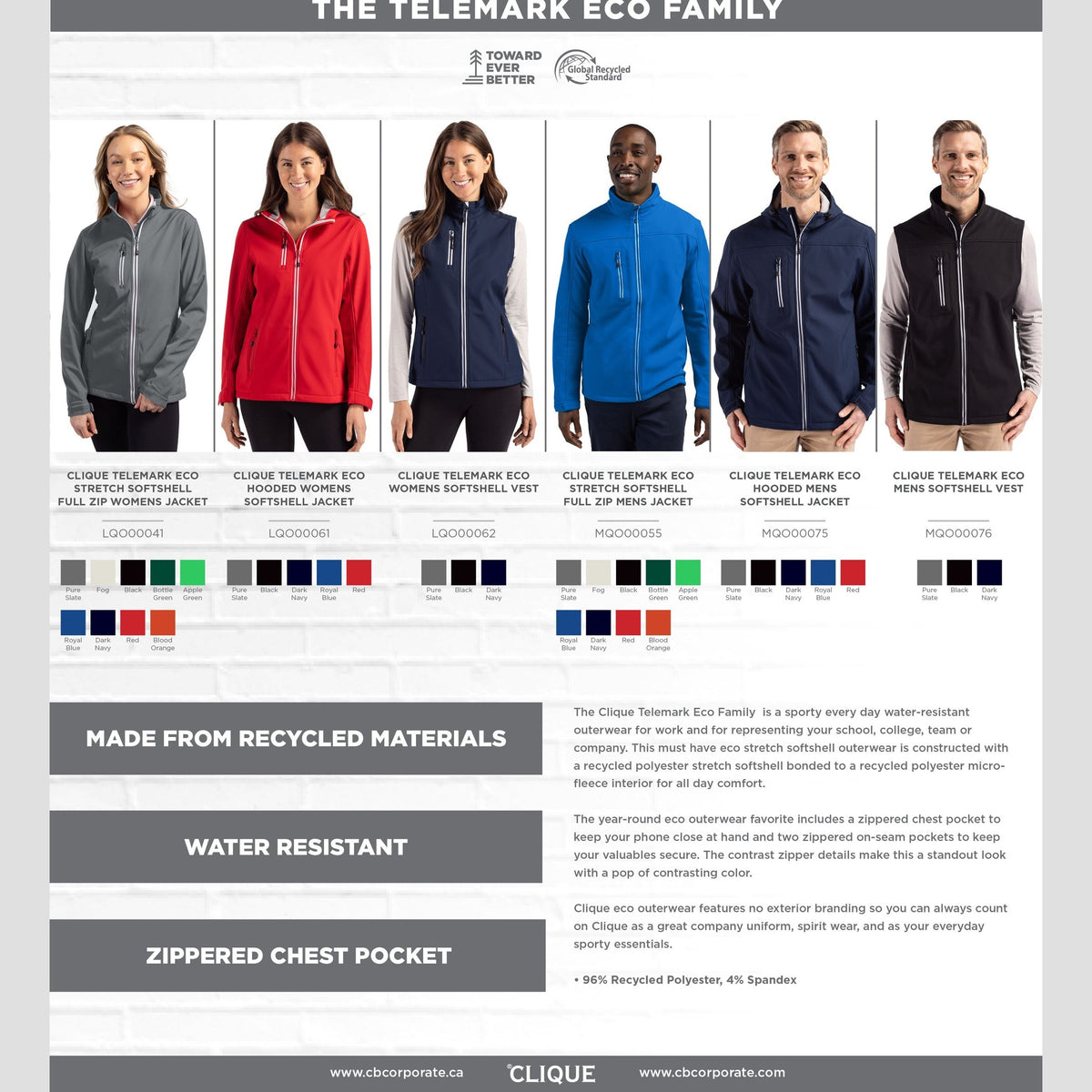 Clique Men's Telemark Recycled Stretch Softshell Full Zip Vest-7