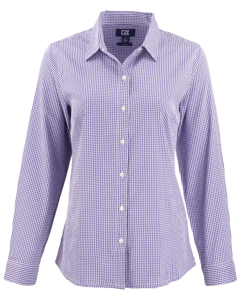 Cutter & Buck Women's Skyline Recycled Gingham Long Sleeve Spread Collar Dress Shirt-3