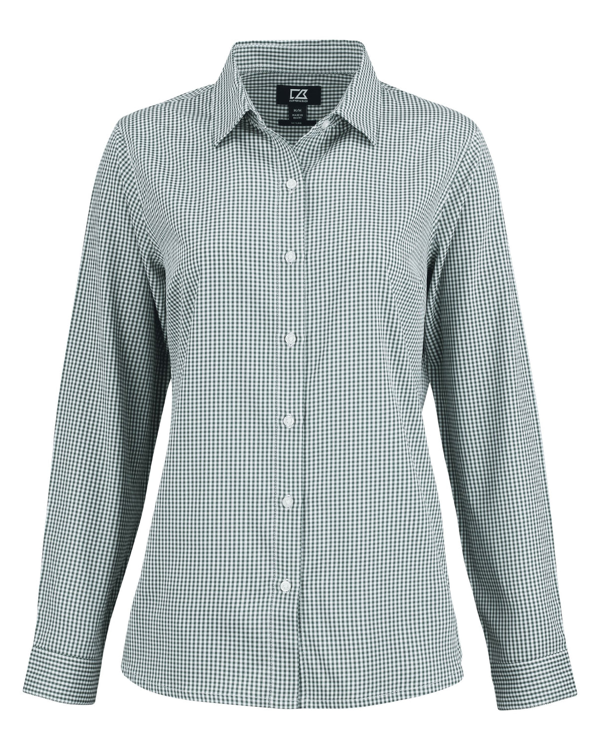 Cutter & Buck Women's Skyline Recycled Gingham Long Sleeve Spread Collar Dress Shirt-2