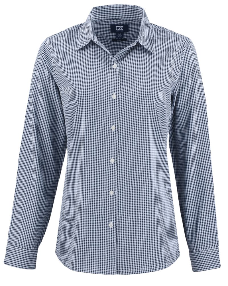 Cutter & Buck Women's Skyline Recycled Gingham Long Sleeve Spread Collar Dress Shirt-8