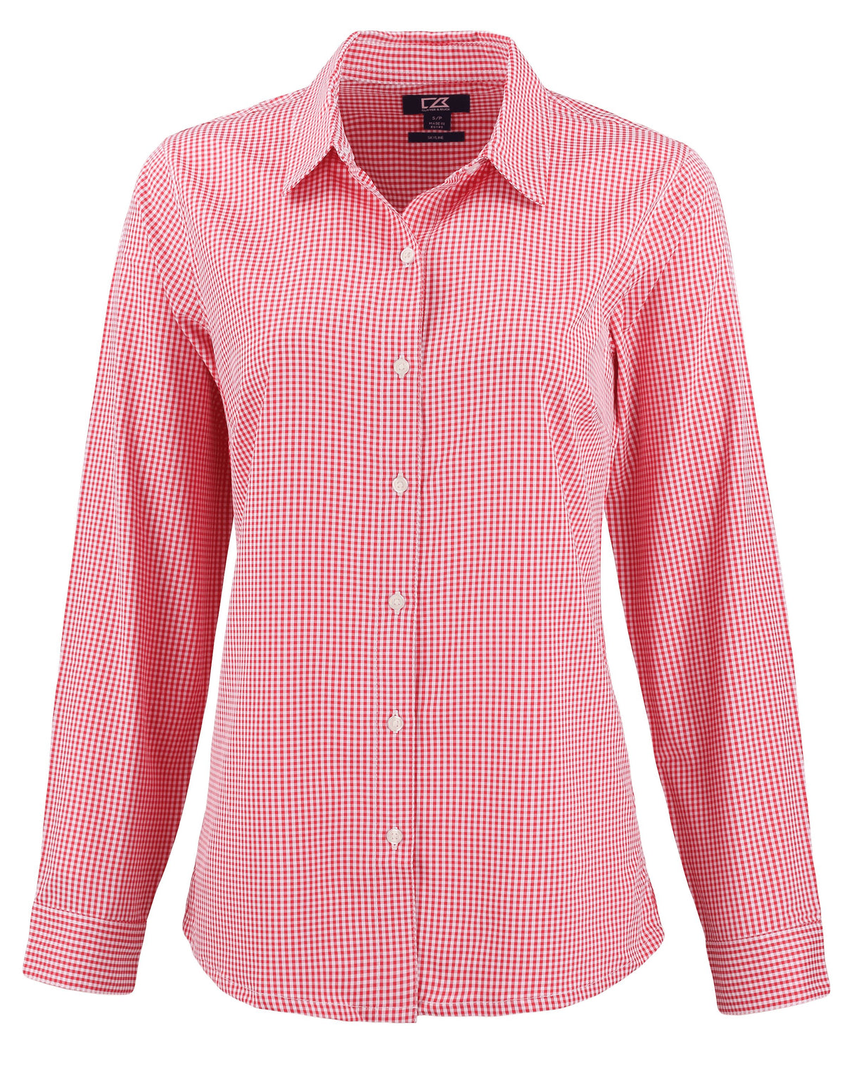 Cutter & Buck Women's Skyline Recycled Gingham Long Sleeve Spread Collar Dress Shirt-4