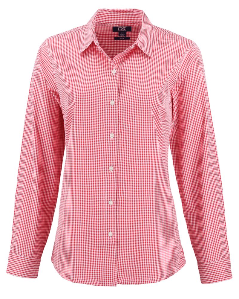 Cutter & Buck Women's Skyline Recycled Gingham Long Sleeve Spread Collar Dress Shirt-5