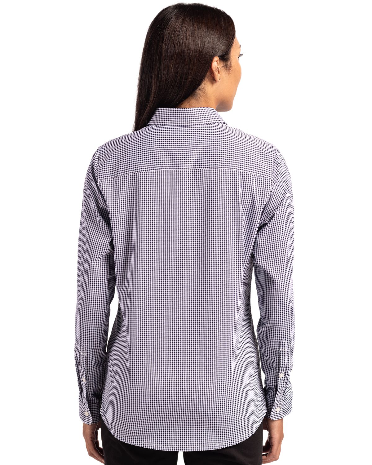 Cutter & Buck Women's Skyline Recycled Gingham Long Sleeve Spread Collar Dress Shirt-2