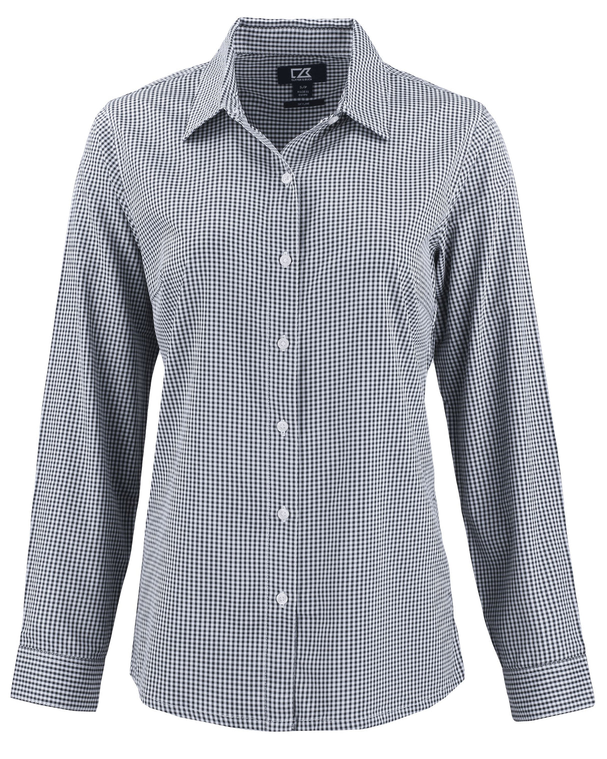 Cutter & Buck Women's Skyline Recycled Gingham Long Sleeve Spread Collar Dress Shirt-5