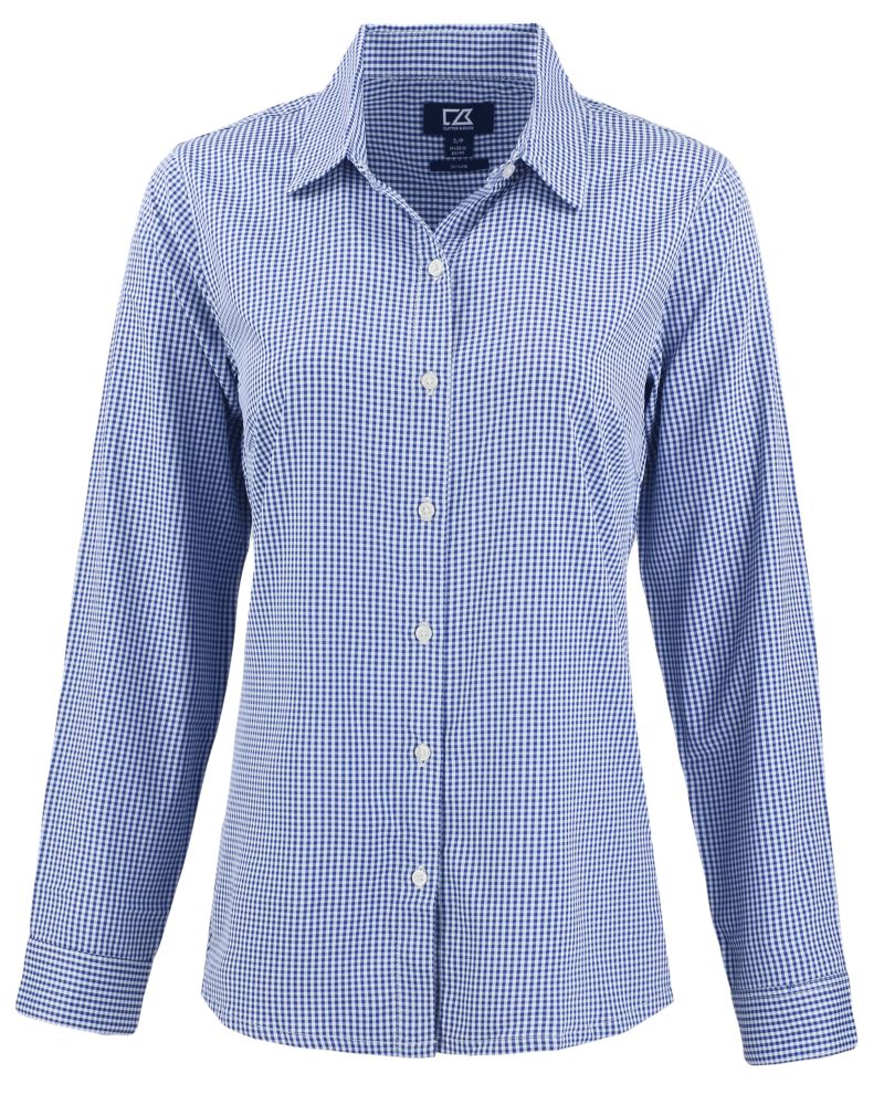 Cutter & Buck Women's Skyline Recycled Gingham Long Sleeve Spread Collar Dress Shirt-5