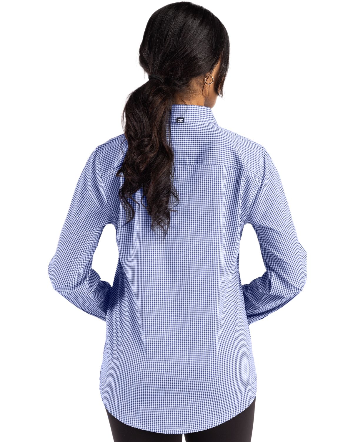 Cutter & Buck Women's Skyline Recycled Gingham Long Sleeve Spread Collar Dress Shirt-8