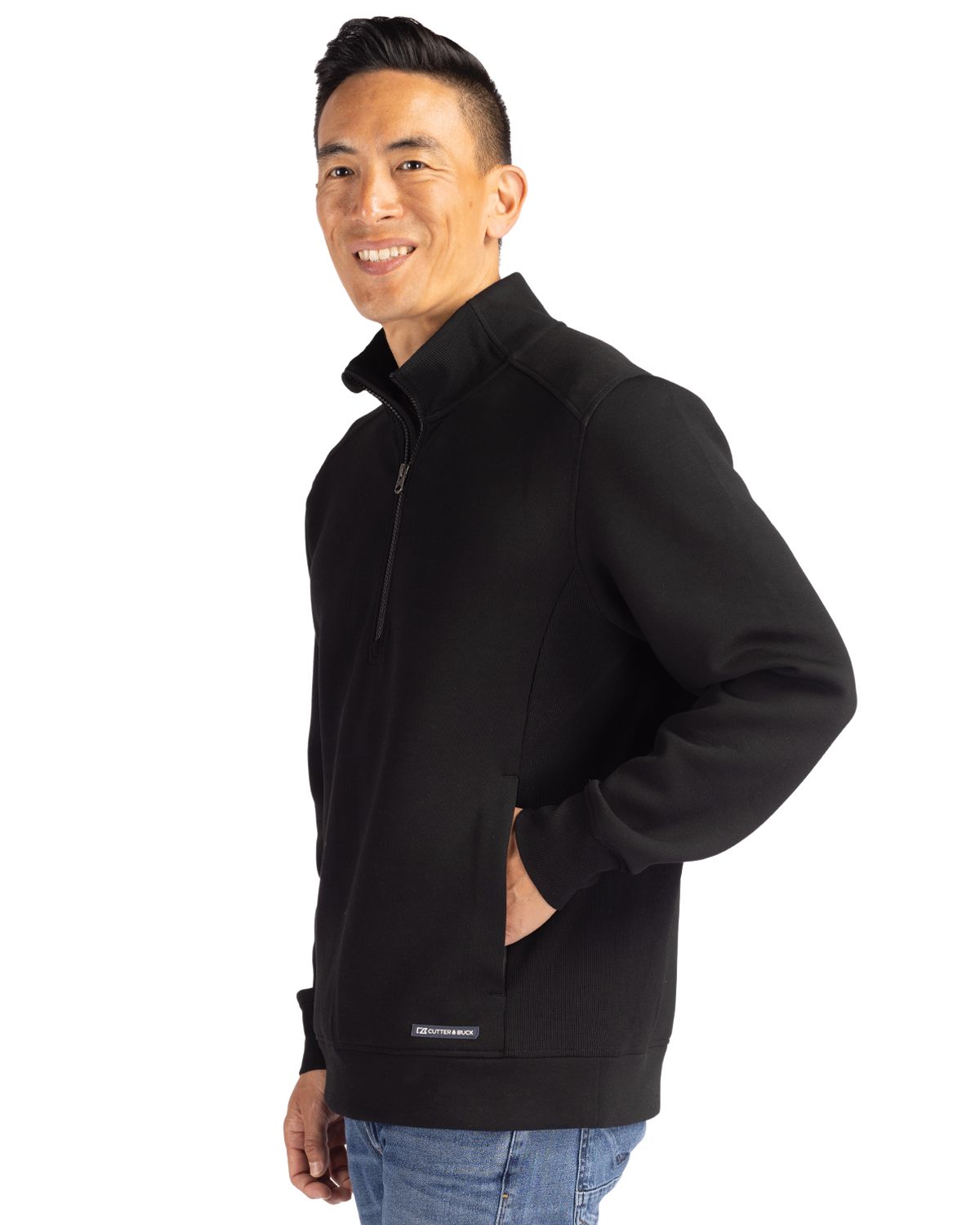 Cutter & Buck Men's Roam Recycled Buttery-Soft Knit Quarter Zip Jacket-3