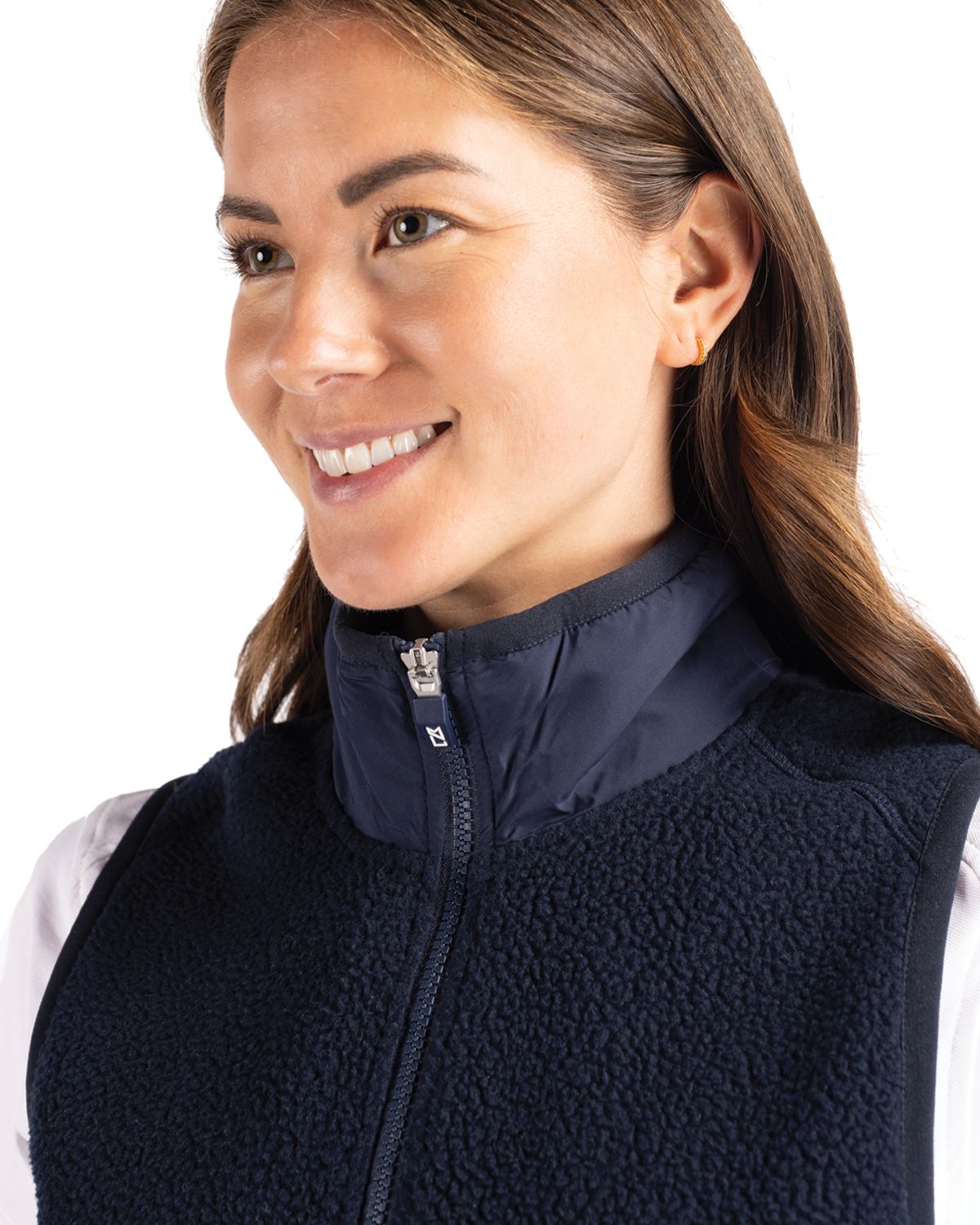 Cutter & Buck Women's Cascade Epic Comfort Recycled Sherpa Fleece Full Zip Vest-5