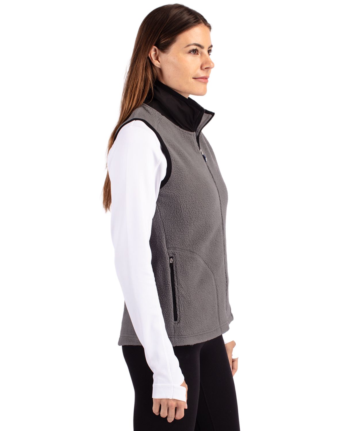 Cutter & Buck Women's Cascade Epic Comfort Recycled Sherpa Fleece Full Zip Vest-3