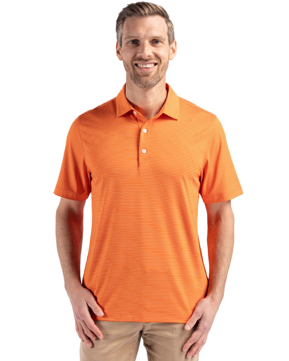 Cutter & Buck Men's Forge Recycled Fine Line Stripe Four-Way Stretch Polo-1