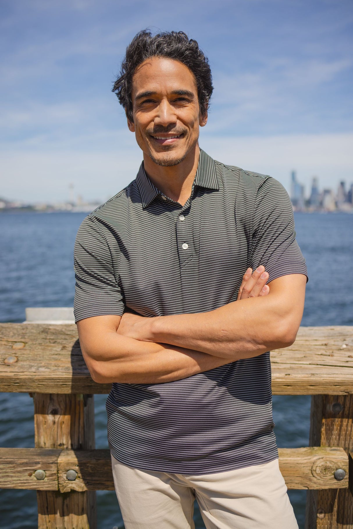 Cutter & Buck Men's Forge Recycled Fine Line Stripe Four-Way Stretch Polo-11