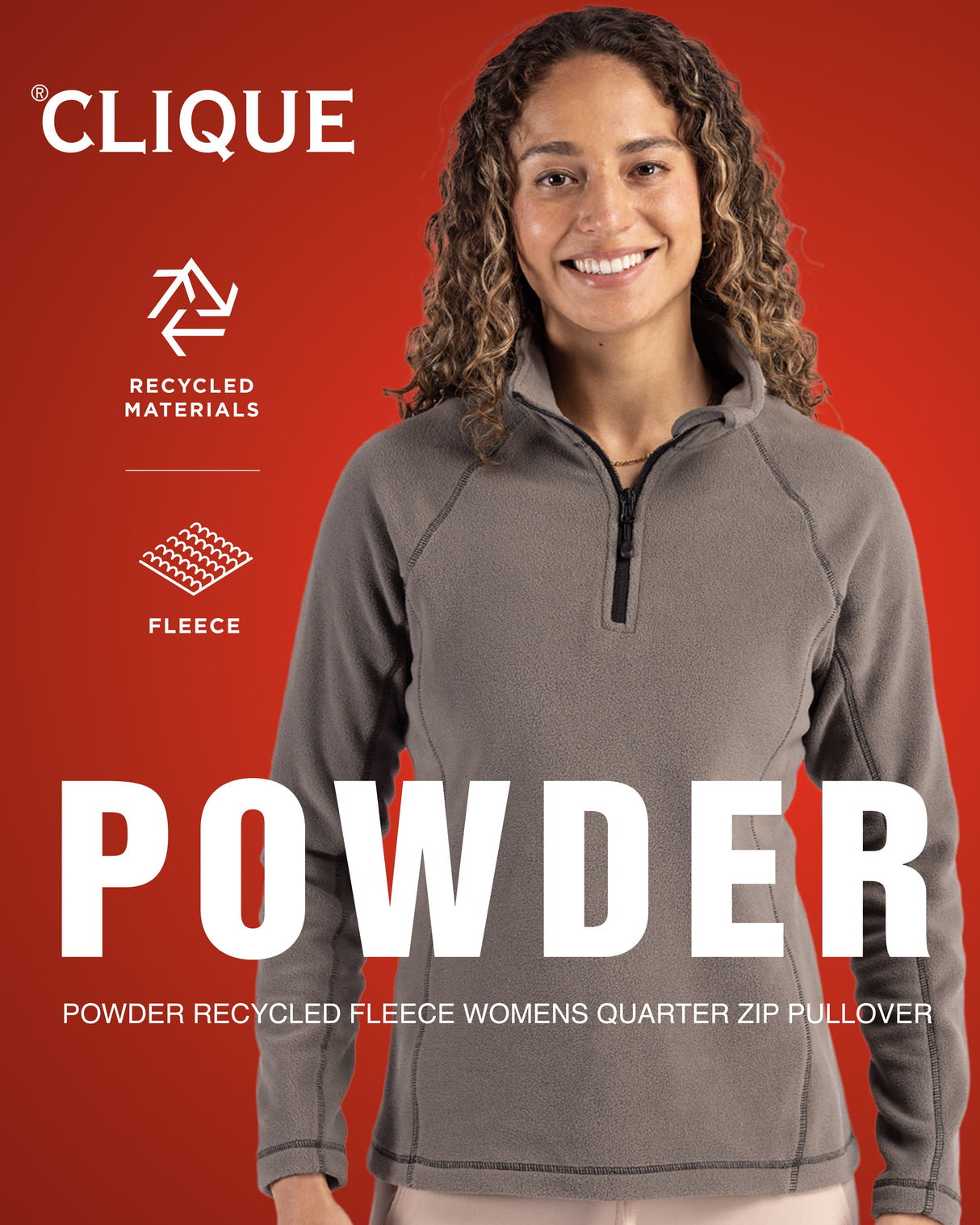 Clique Women's Powder Recycled Fleece Quarter Zip Jacket-4