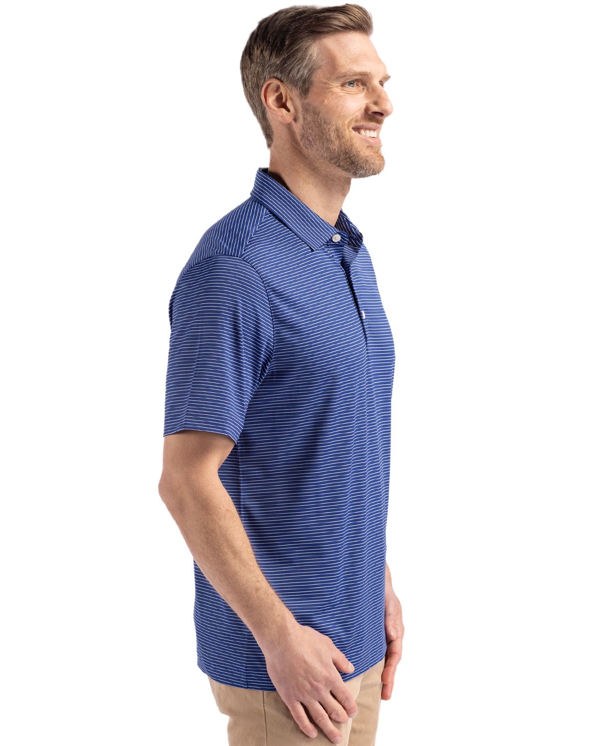 Cutter & Buck Men's Forge Recycled Fine Line Stripe Four-Way Stretch Polo-6