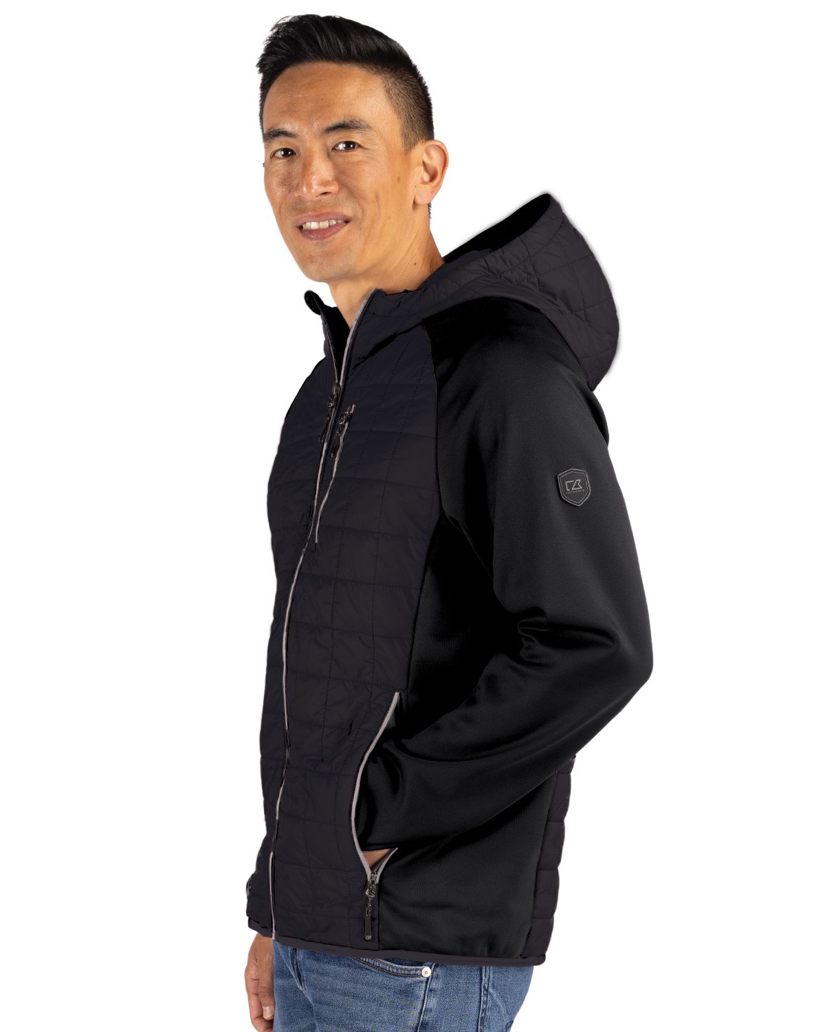 Cutter & Buck Men's Rainier Recycled Insulated Hybrid Puffer Full Zip Jacket-13