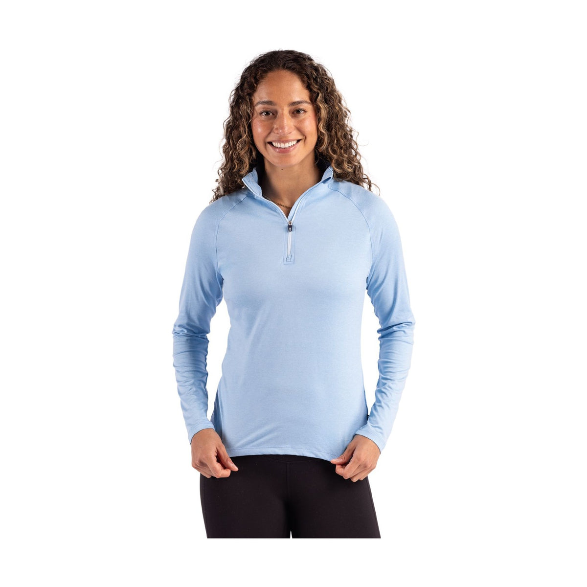 Cutter & Buck Women's Coastline Recycled Double Peached Quarter Zip Pullover-1
