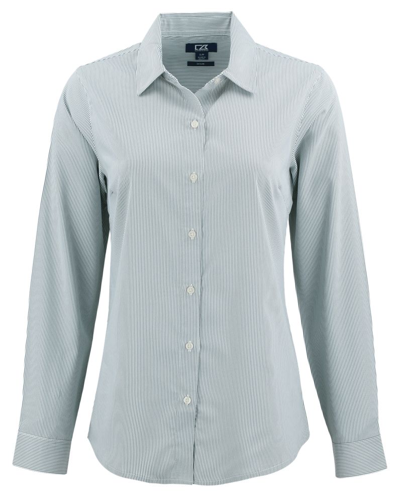 Cutter & Buck Women's Skyline Recycled Pinstripe Long Sleeve Spread Collar Dress Shirt-6