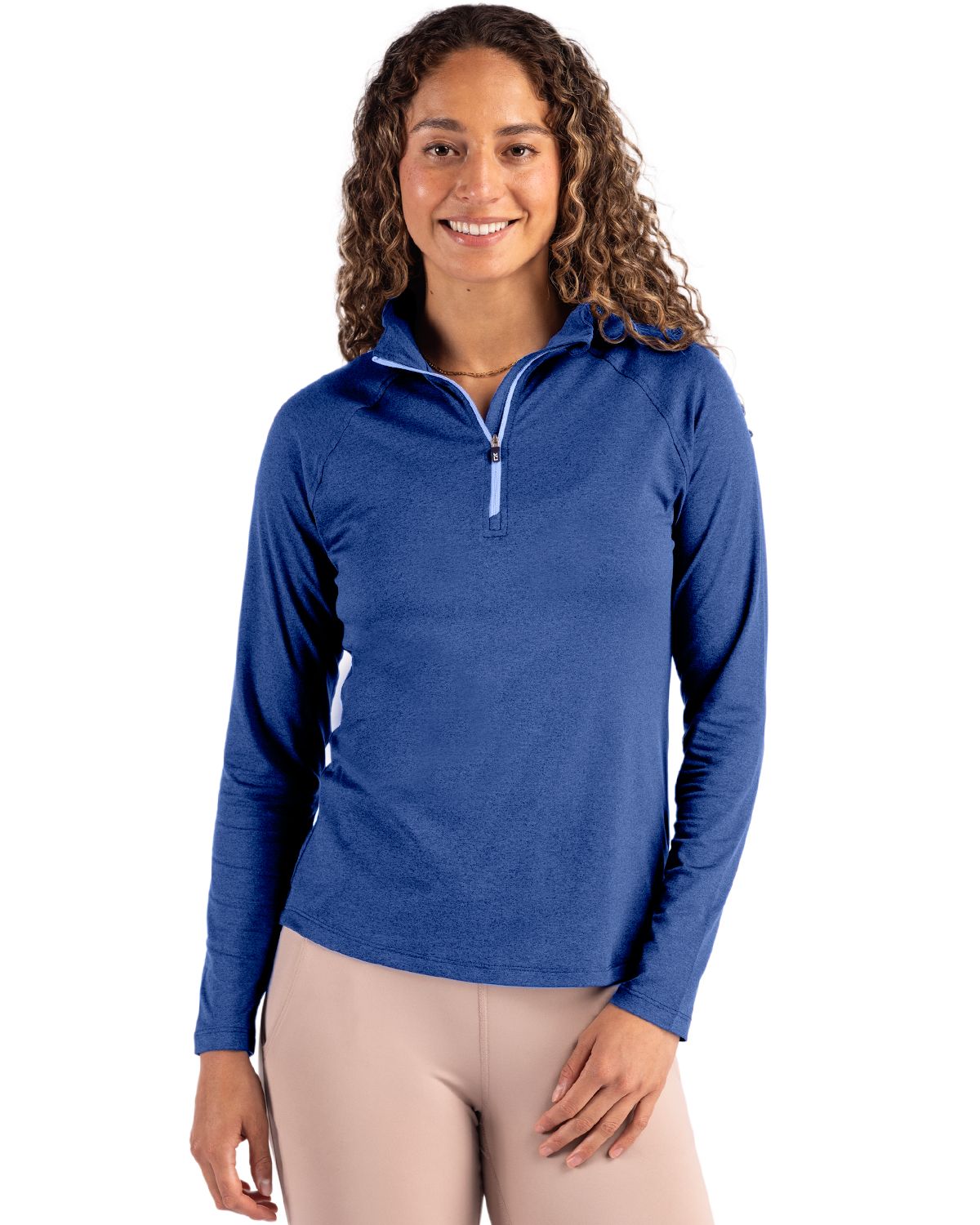 Cutter & Buck Women's Coastline Recycled Double Peached Quarter Zip Pullover-1