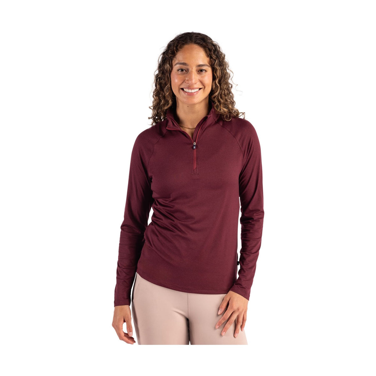 Cutter & Buck Women's Coastline Recycled Double Peached Quarter Zip Pullover-1