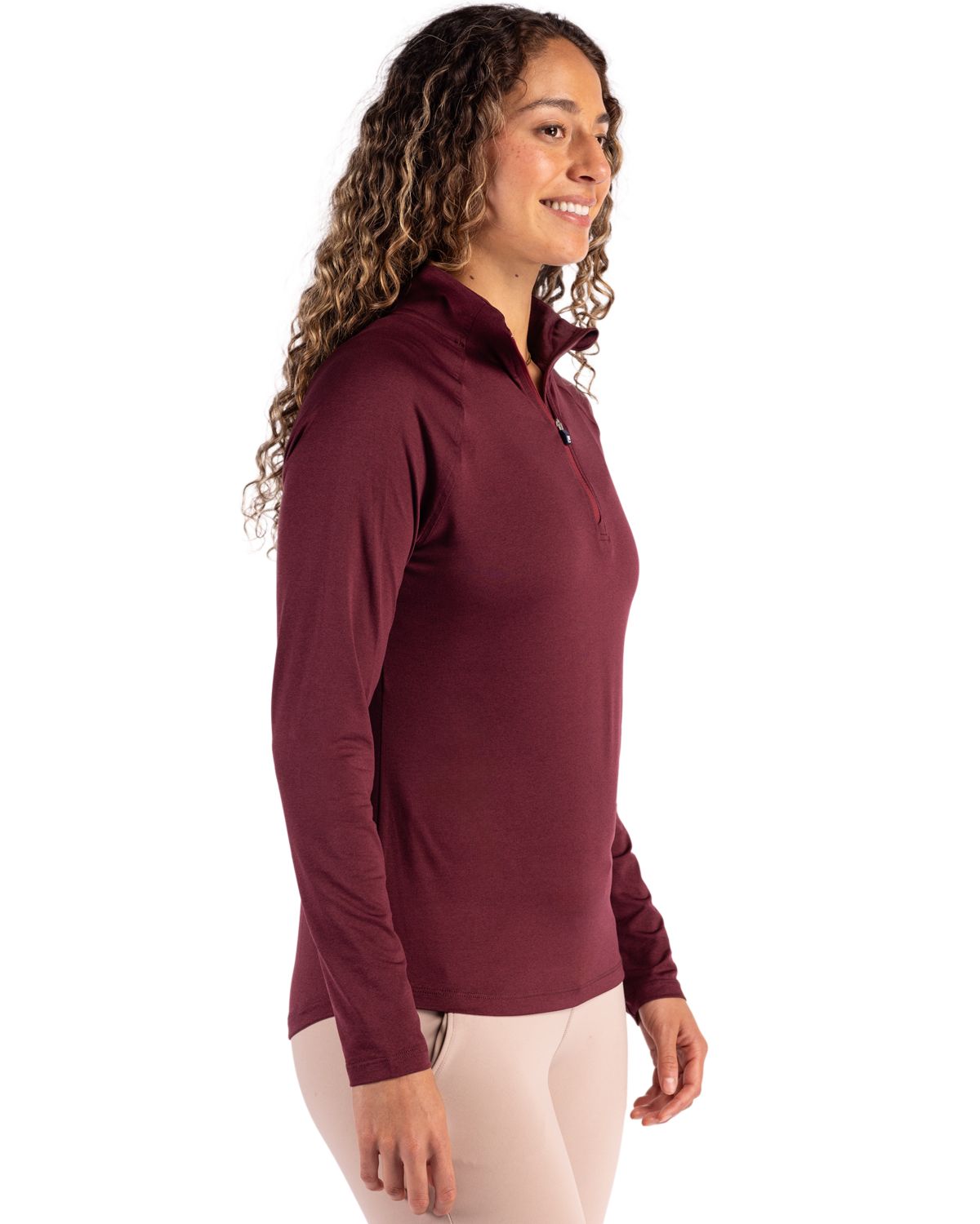 Cutter & Buck Women's Coastline Recycled Double Peached Quarter Zip Pullover-3
