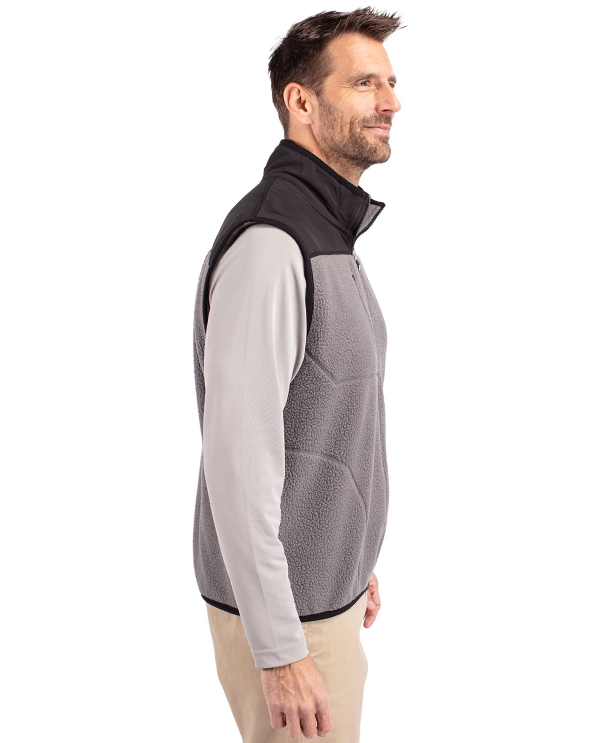 Cutter & Buck Men's Cascade Epic Comfort Recycled Sherpa Fleece Full Zip Vest-3