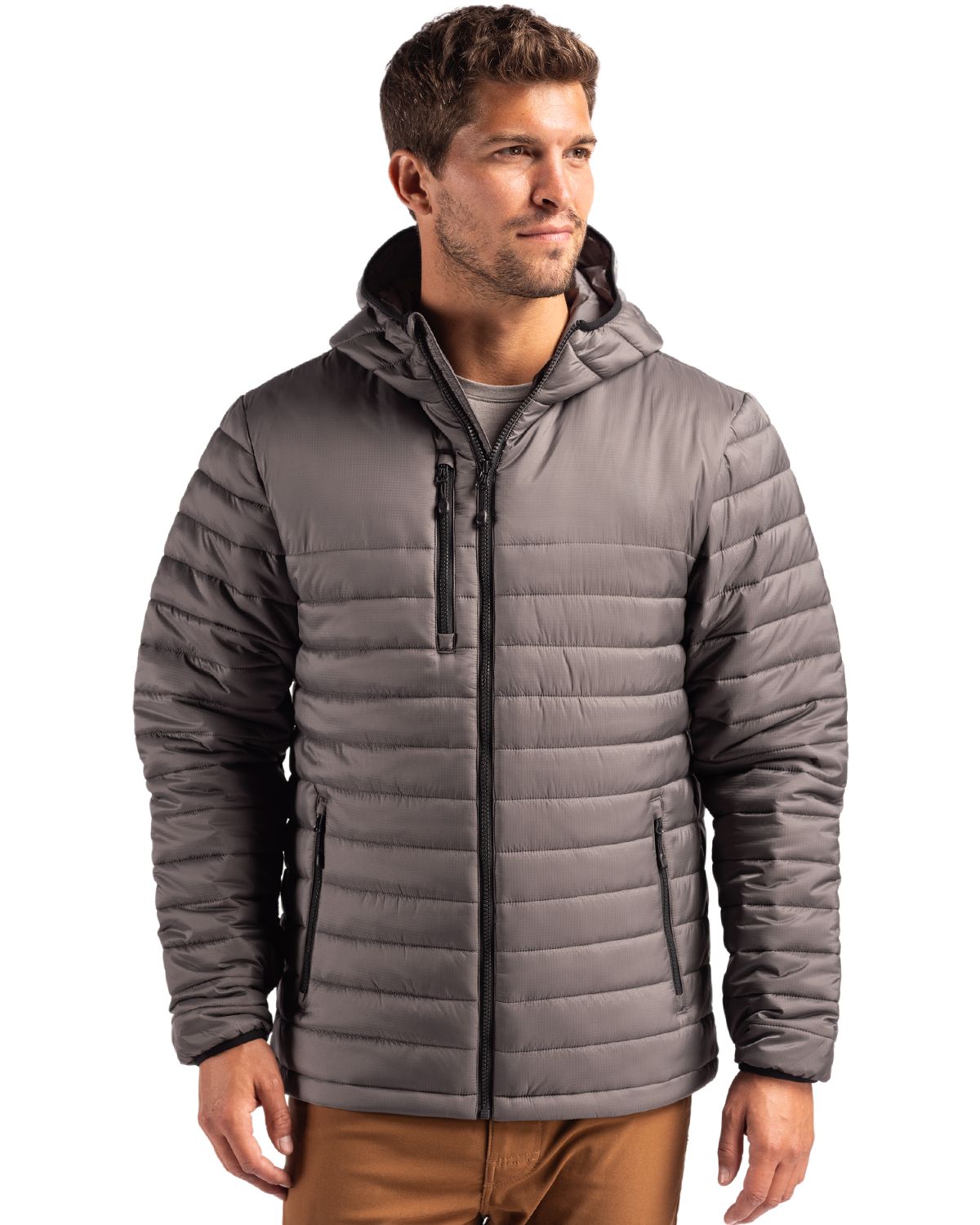 Clique Men's Valhalla Recycled Insulated Puffer Full Zip Hooded Jacket-1