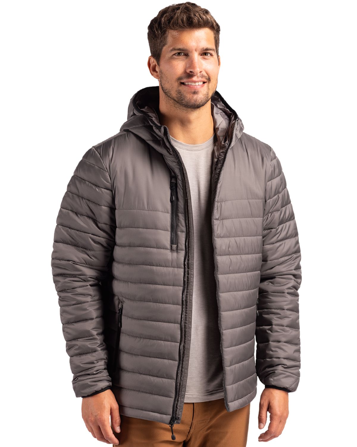 Clique Men's Valhalla Recycled Insulated Puffer Full Zip Hooded Jacket-2