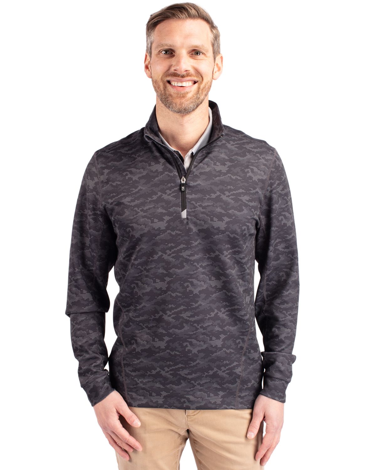 Cutter & Buck Men's Traverse Camo Quarter Zip Pullover-7