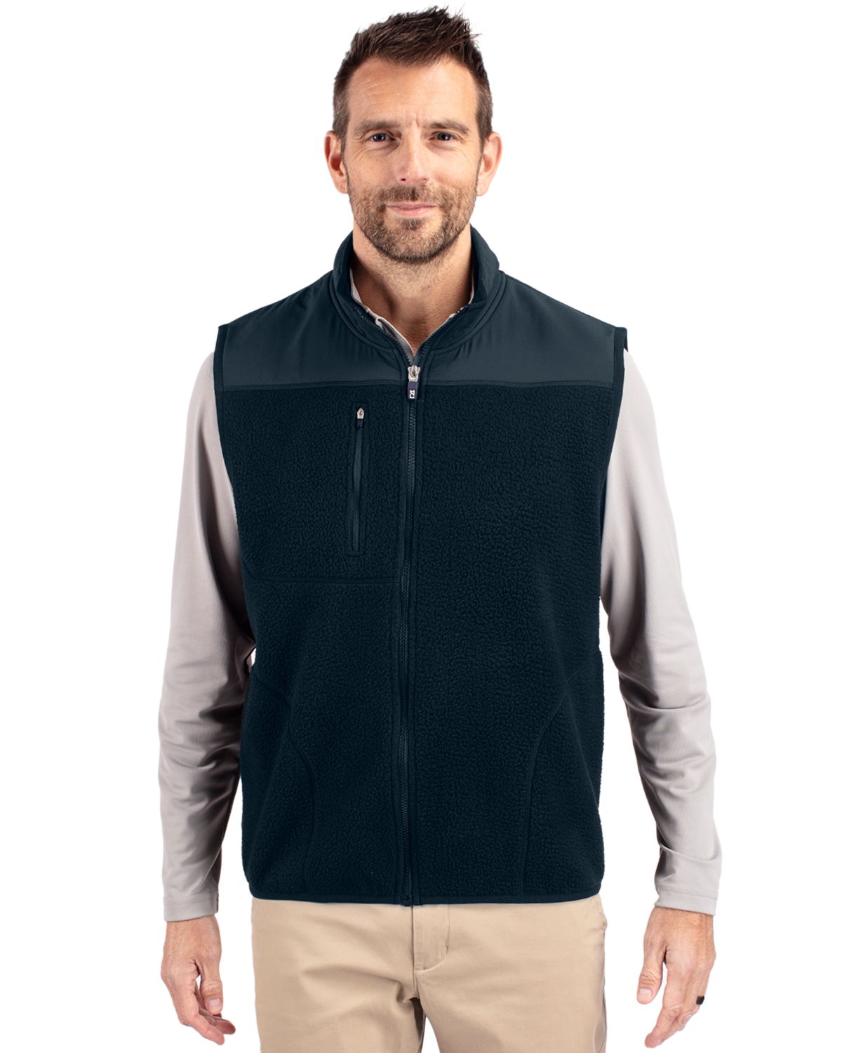 Cutter & Buck Men's Cascade Epic Comfort Recycled Sherpa Fleece Full Zip Vest-1