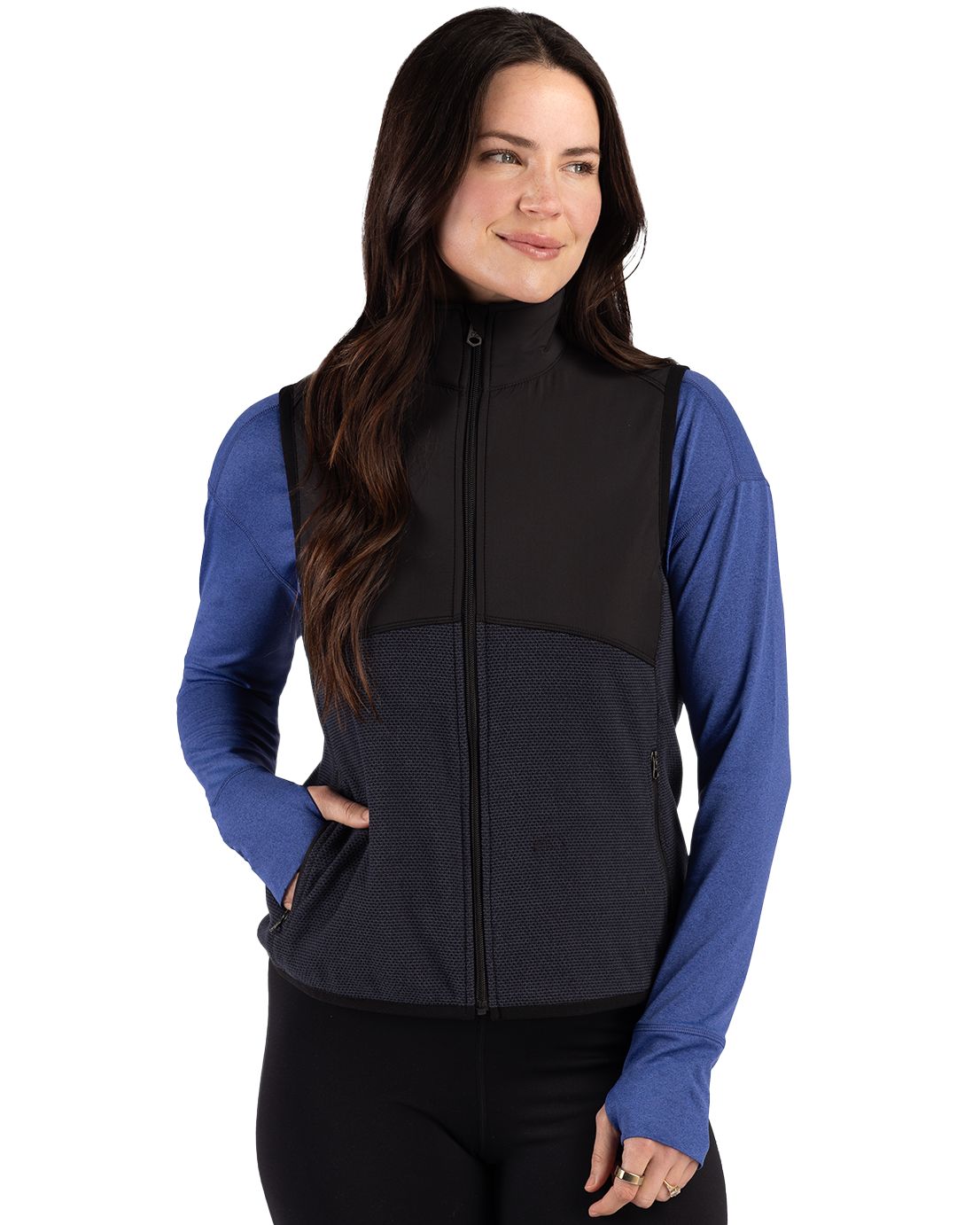 Cutter & Buck Women's Hunts Point Recycled Fleece Hybrid Full Zip Vest-4