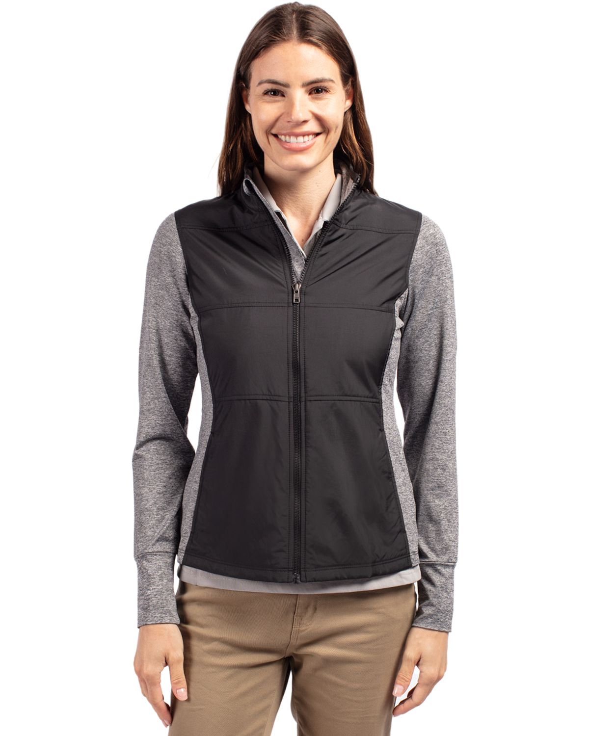 Cutter & Buck Women's Stealth Recycled Hybrid Quilted Windbreaker Jacket-7