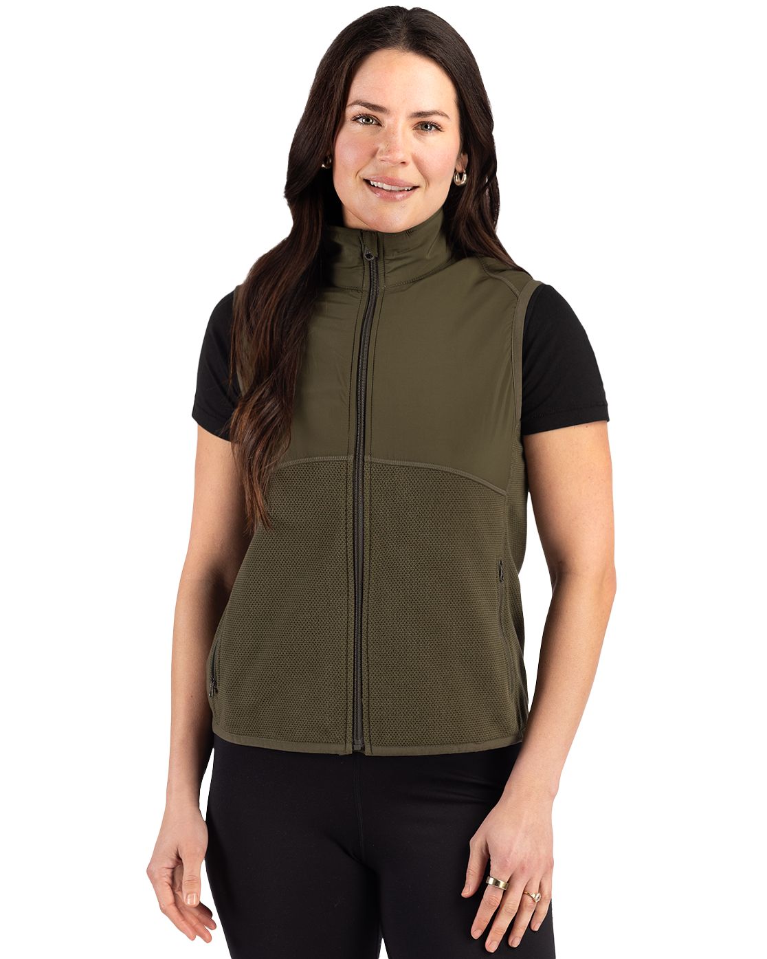 Cutter & Buck Women's Hunts Point Recycled Fleece Hybrid Full Zip Vest-4