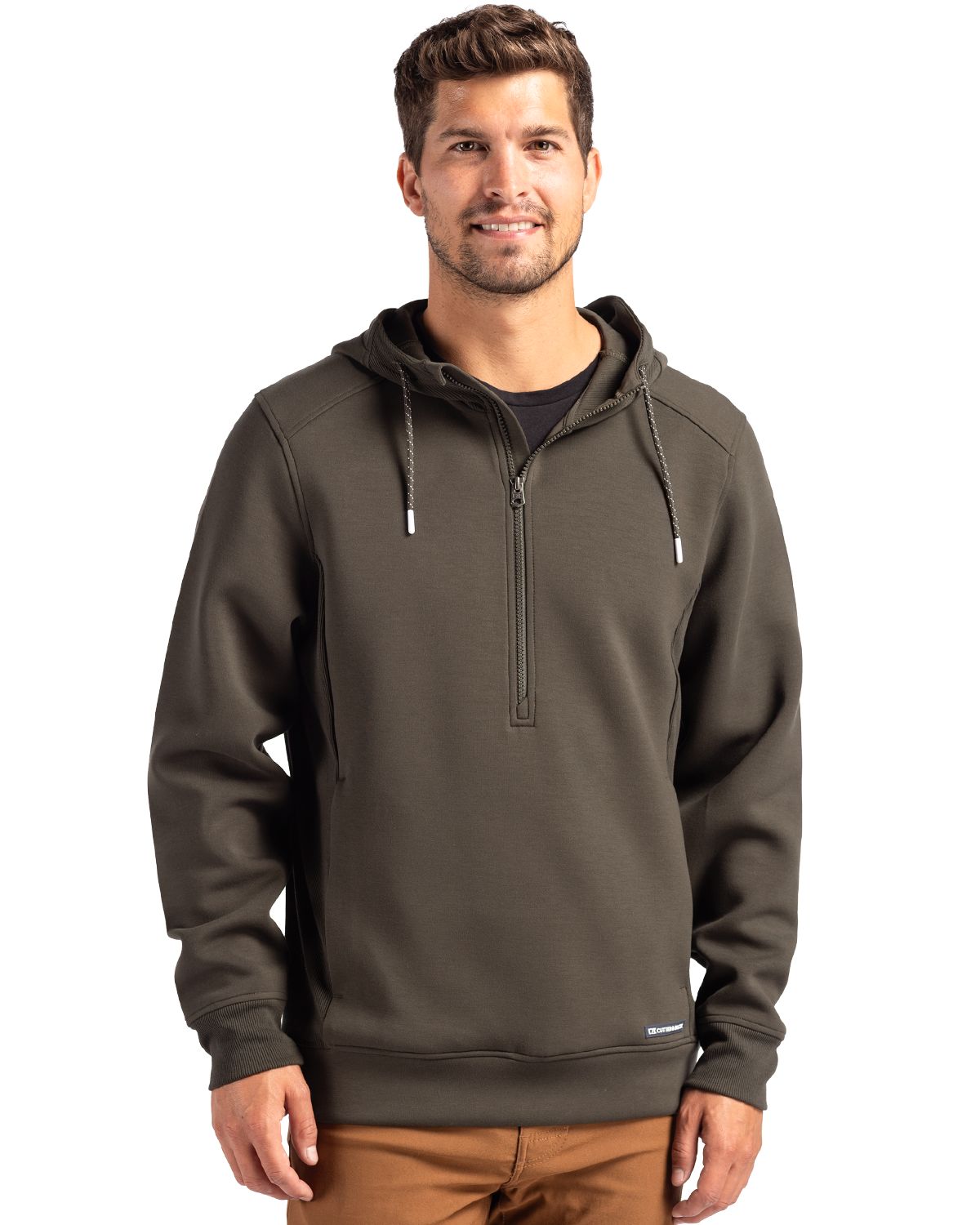 Cutter & Buck Men's Roam Recycled Buttery-Soft Knit Half Zip Hooded Pullover-6