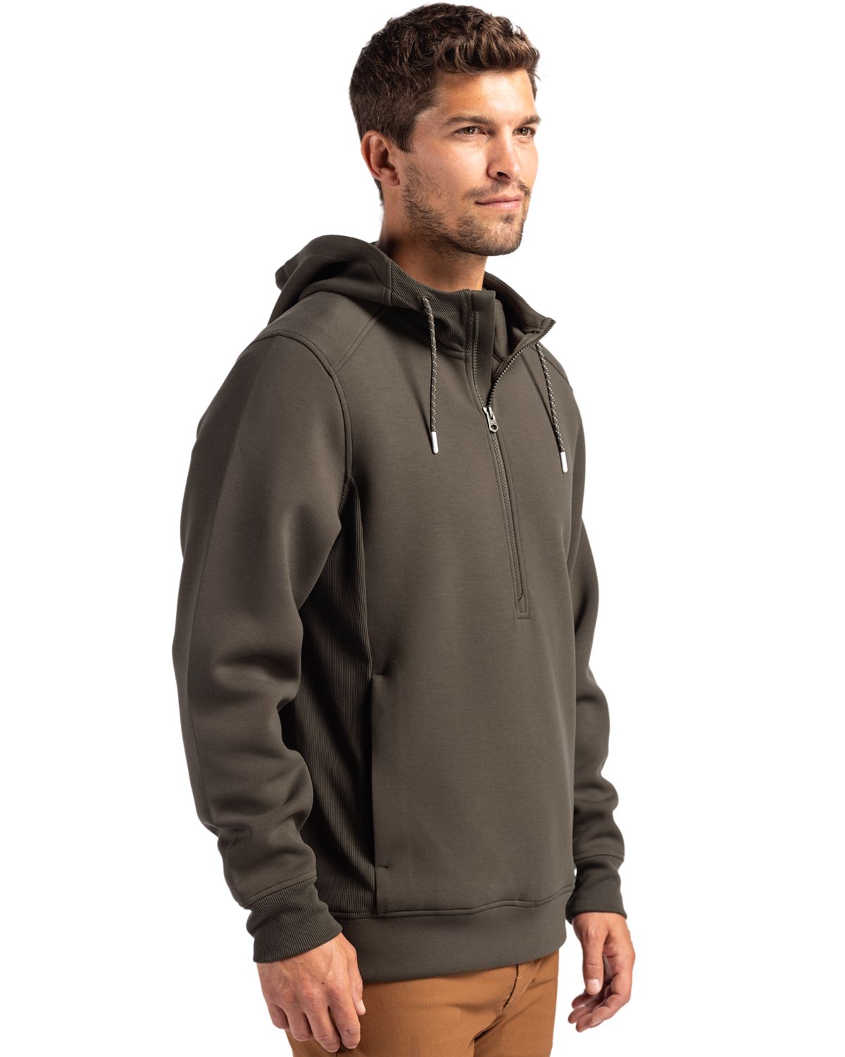 Cutter & Buck Men's Roam Recycled Buttery-Soft Knit Half Zip Hooded Pullover-8