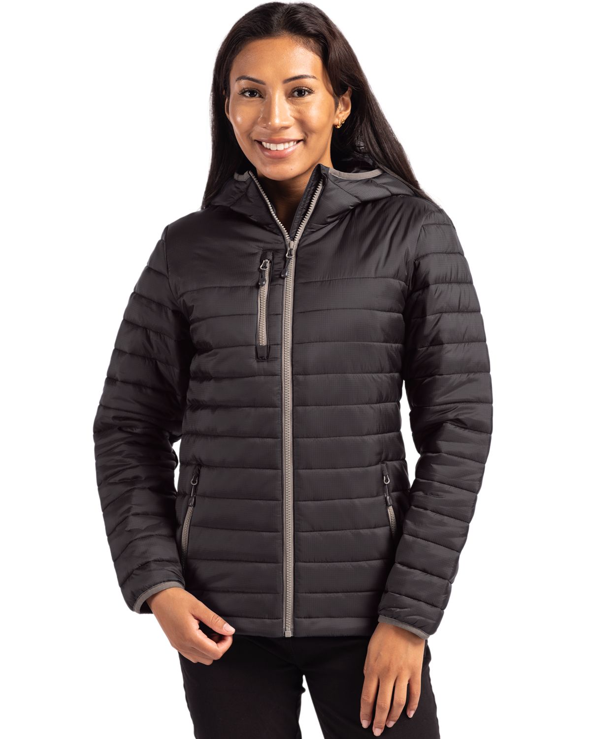 Clique Women's Valhalla Recycled Insulated Puffer Full Zip Hooded Jacket-1